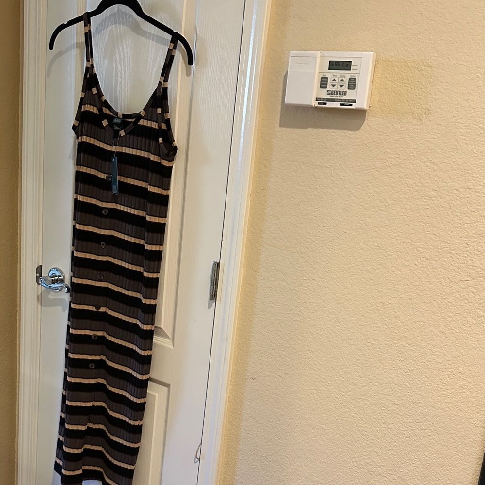 Wild Fable Striped Maxi Dress - Black and Brown